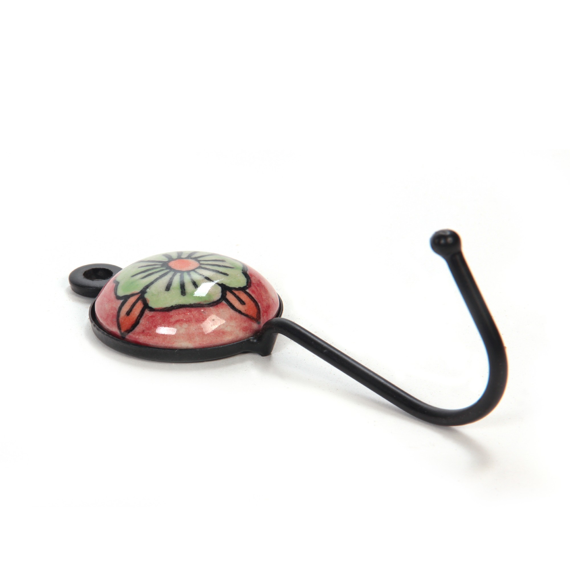 Wandhaken 1fach, handglasiert, L 4,5 cm, B 4,5 cm, H 15 cm von fischer's lagerhaus