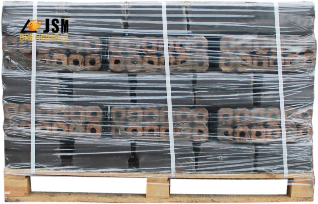 JSM-Brennholz Eichenholzbriketts Pini&Kay - 1 Palette 480 kg / 760 kg - für Kamin, Ofen, Grill, Smoker - 1 Brikett ca.23x6 cm (480 kg)