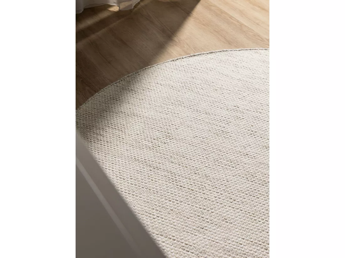 Tapis en coton tissé main Ron Crème ø 160cm rond