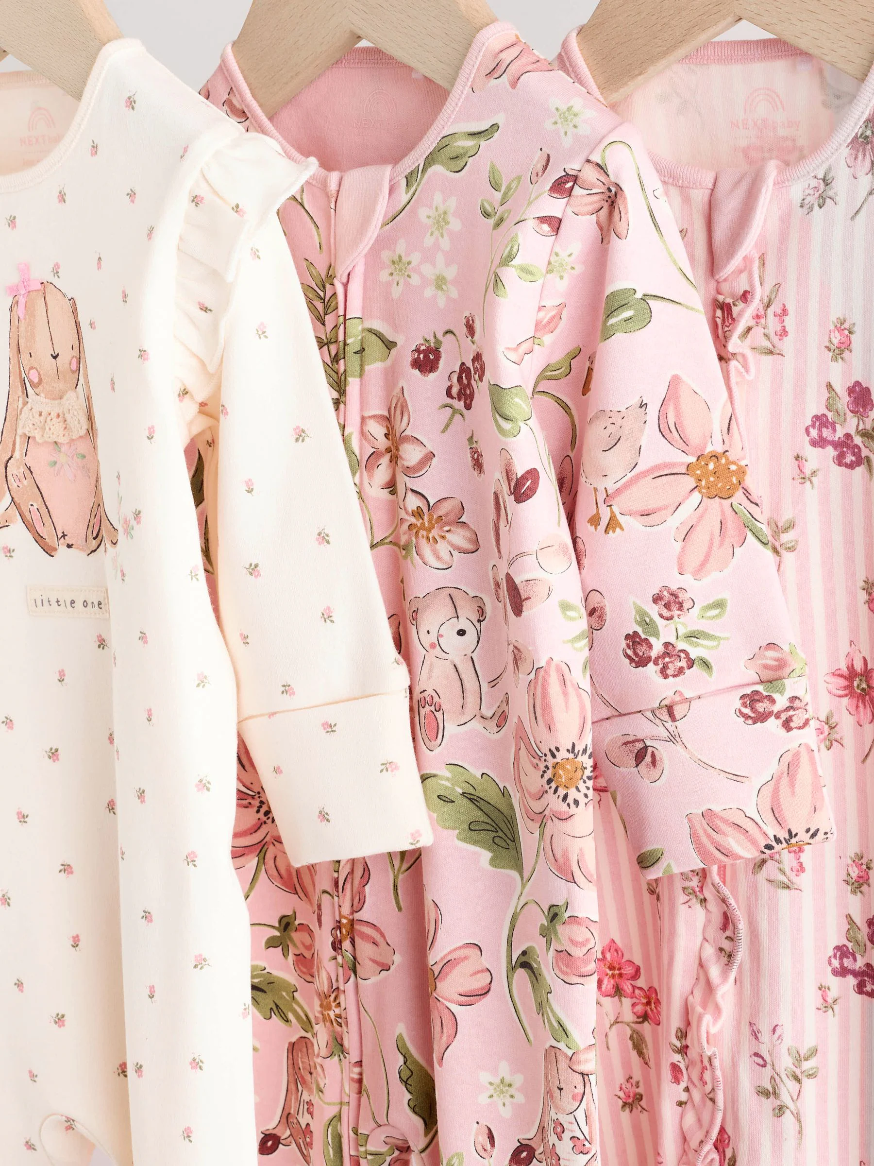 Roze - Verpakking van 3 babypyjama's met tweewegrits (0-2jr)