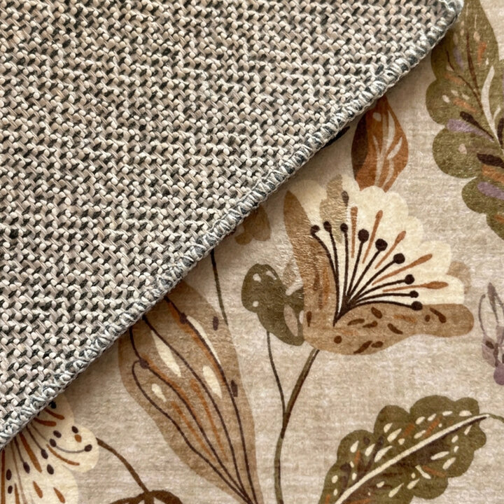Rond wasbaar vloerkleed - Misty Flowers Creme | Wasbaar