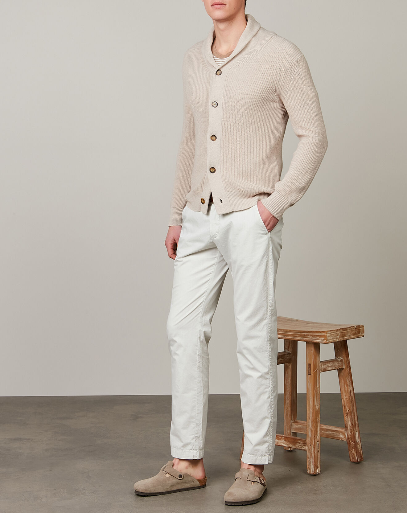 Hartford Cardigan en Coton & Cachemire Rib natural