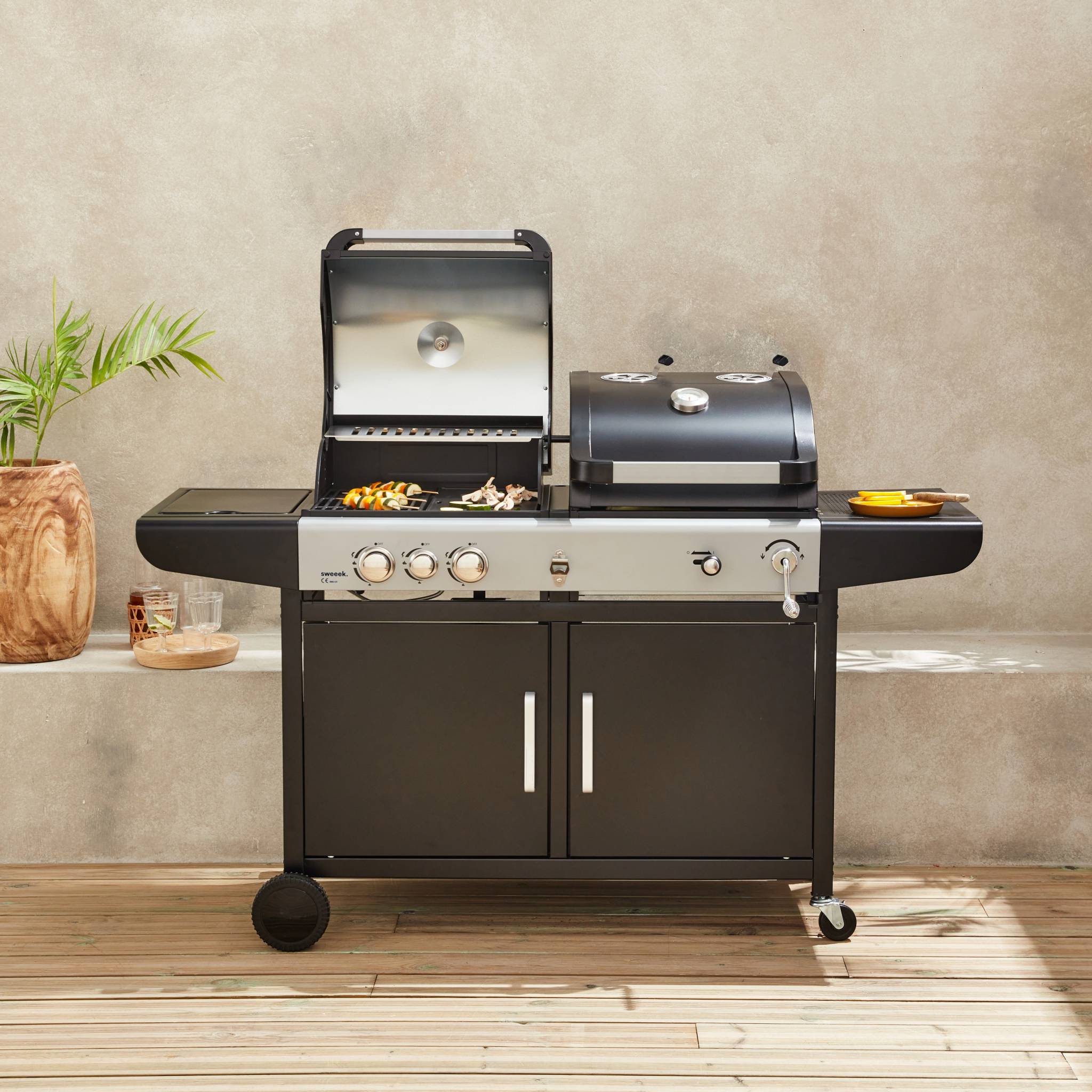 sweeek - 2-in-1 barbecue, gas en houtskool - Marsac