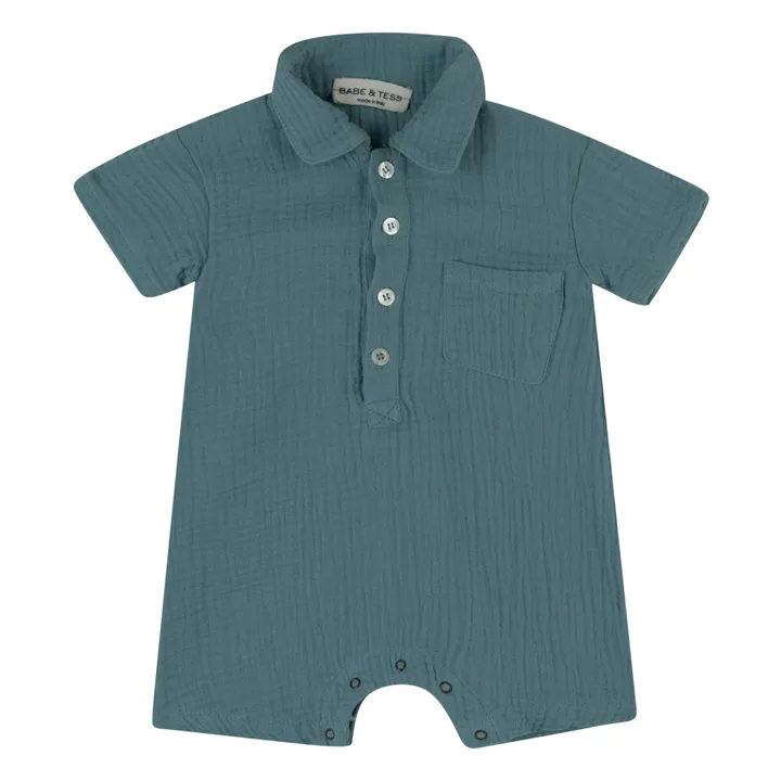 Babe & Tess Combishort Boutonnée | Bleu