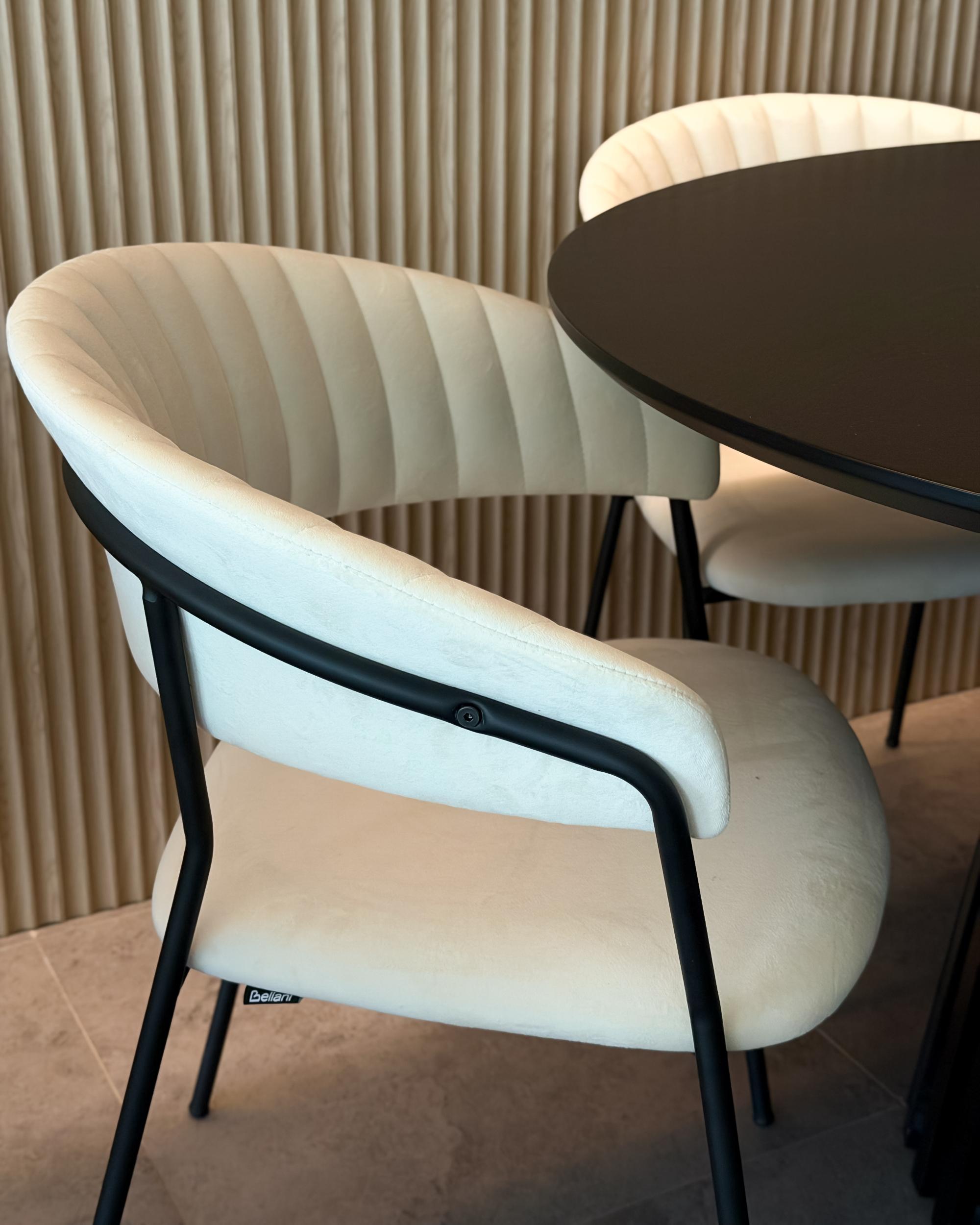 Set van 2 eetkamerstoelen MARIPOSA Fluweel Gebroken wit
