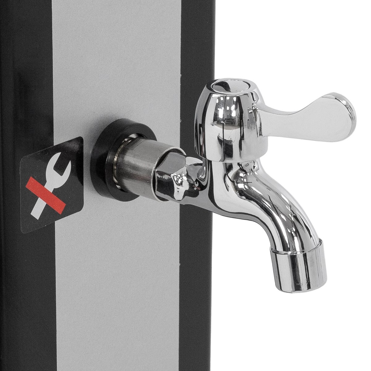 ML-Design Solar Douche 40L 217cm Rechthoekig met Voetdouche en Regendouchekop, Zilver-Zwart, Warm Water, 60°C, Geen Stroomaansluiting Nodig, met Tuinslangaansluiting, Solar Tuindouche, Buitendouche, Zwembaddouche