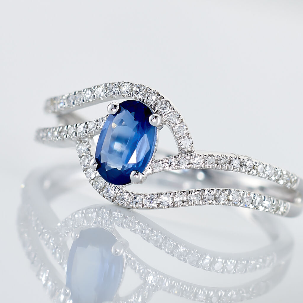 Bague Lyna Or Blanc Saphir Et Diamant