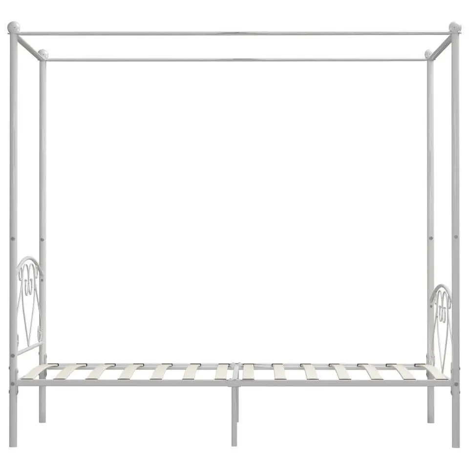 vidaXL - Hemelbed met hoofdbord - Wit - Metaal - 100x200 cm