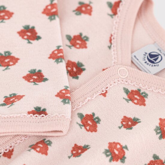 Pyjama fleurs en velours   Rose saline/blanc multico        24 mois   de               Petit Bateau