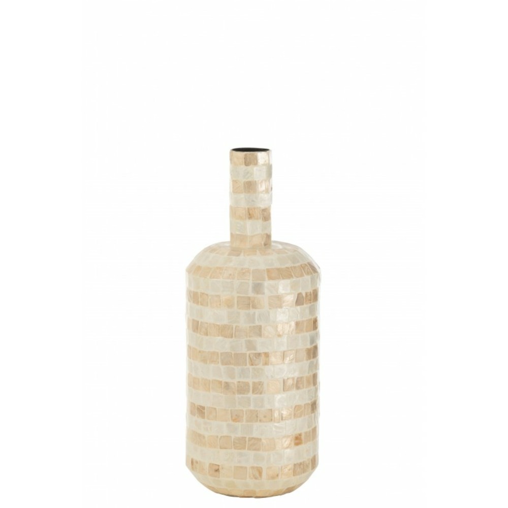 Vase bouteille mosaïque en papier beige 19x19x52 cm