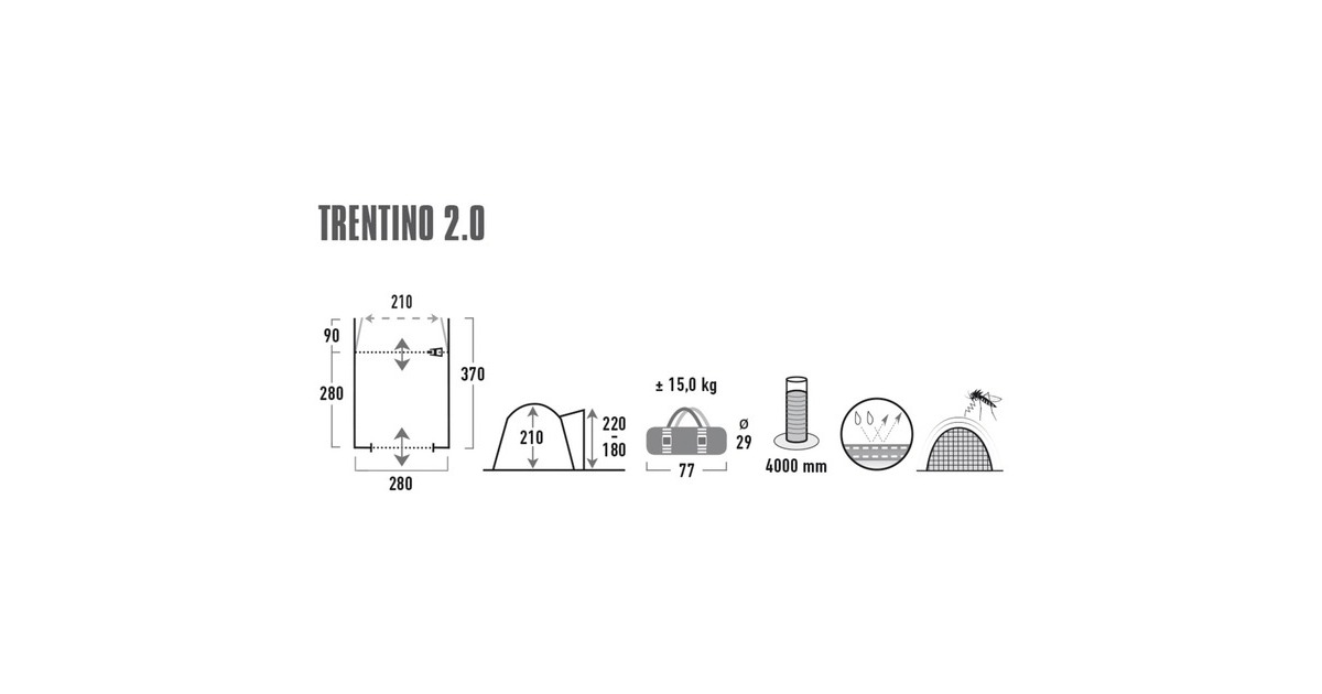 High PeakTrentino 2.0 tent  (Grijs/limoen)