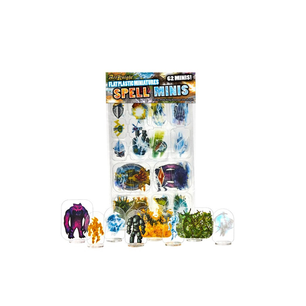 Flat Plastic Miniatures - Spell Minis - 62 Pieces