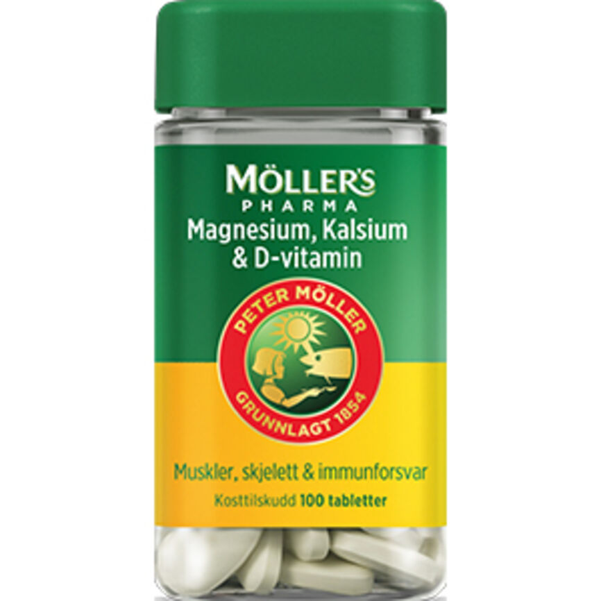 Möller's Pharma Magnesium, Kalsium og D-vitamin 100 tabletter