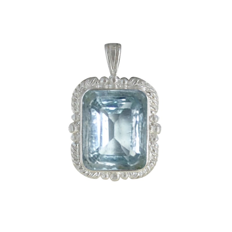 Pendentif Argent Rectangle de Topaze