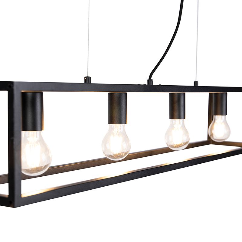 Smart industriële hanglamp zwart incl. 4 WiFi A60 - Cage