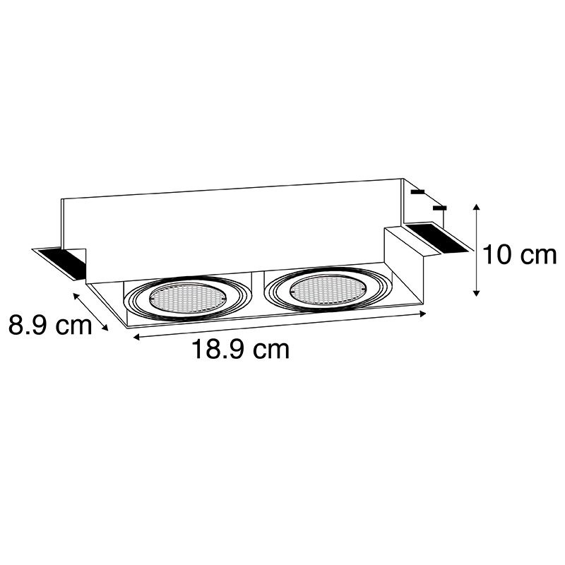 Set van 6 Inbouwspot zwart draai- en kantelbaar Trimless 2-lichts - Oneon Honey