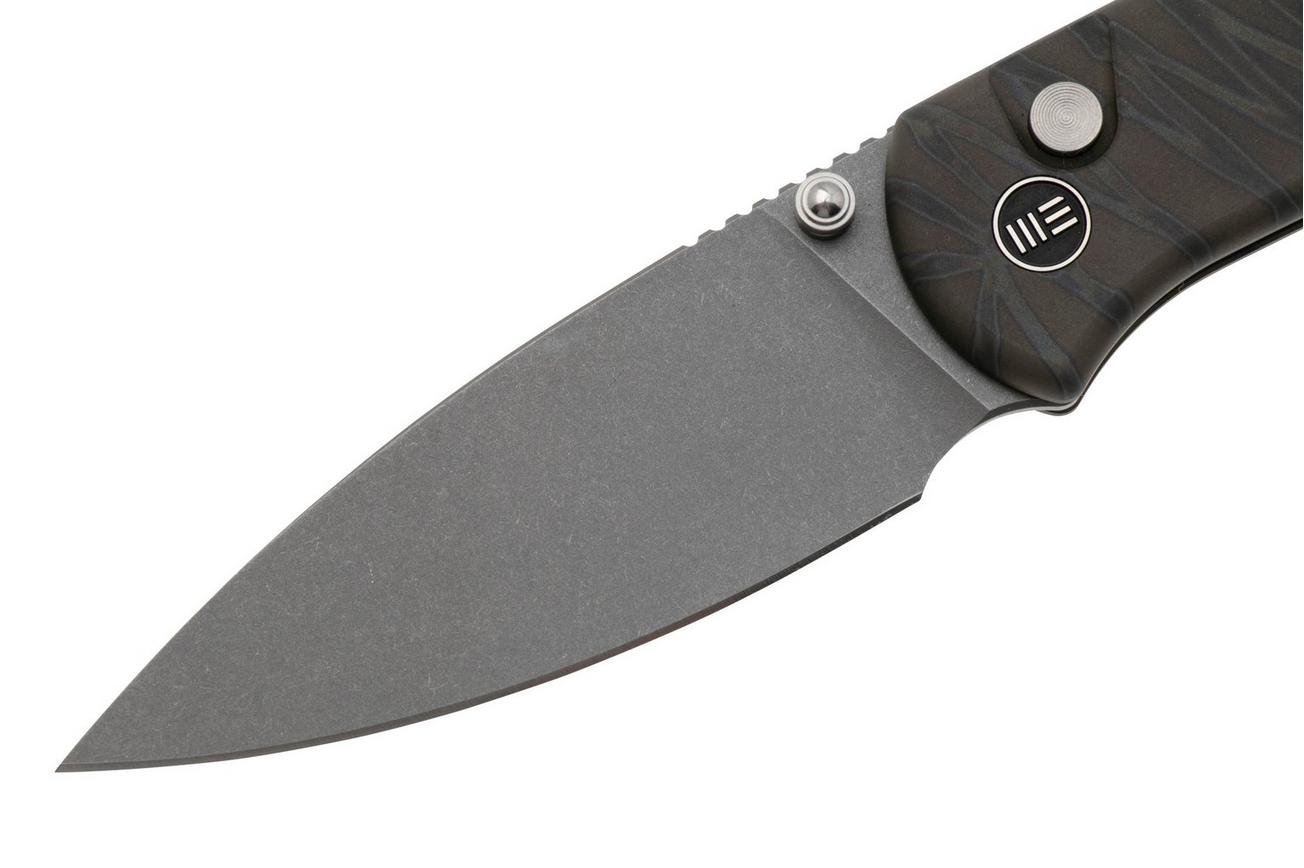 WE Knife Qubit WE22030F-4  Stonewashed CPM 20CV, Tiger Stripe Flamed Titanium, zakmes