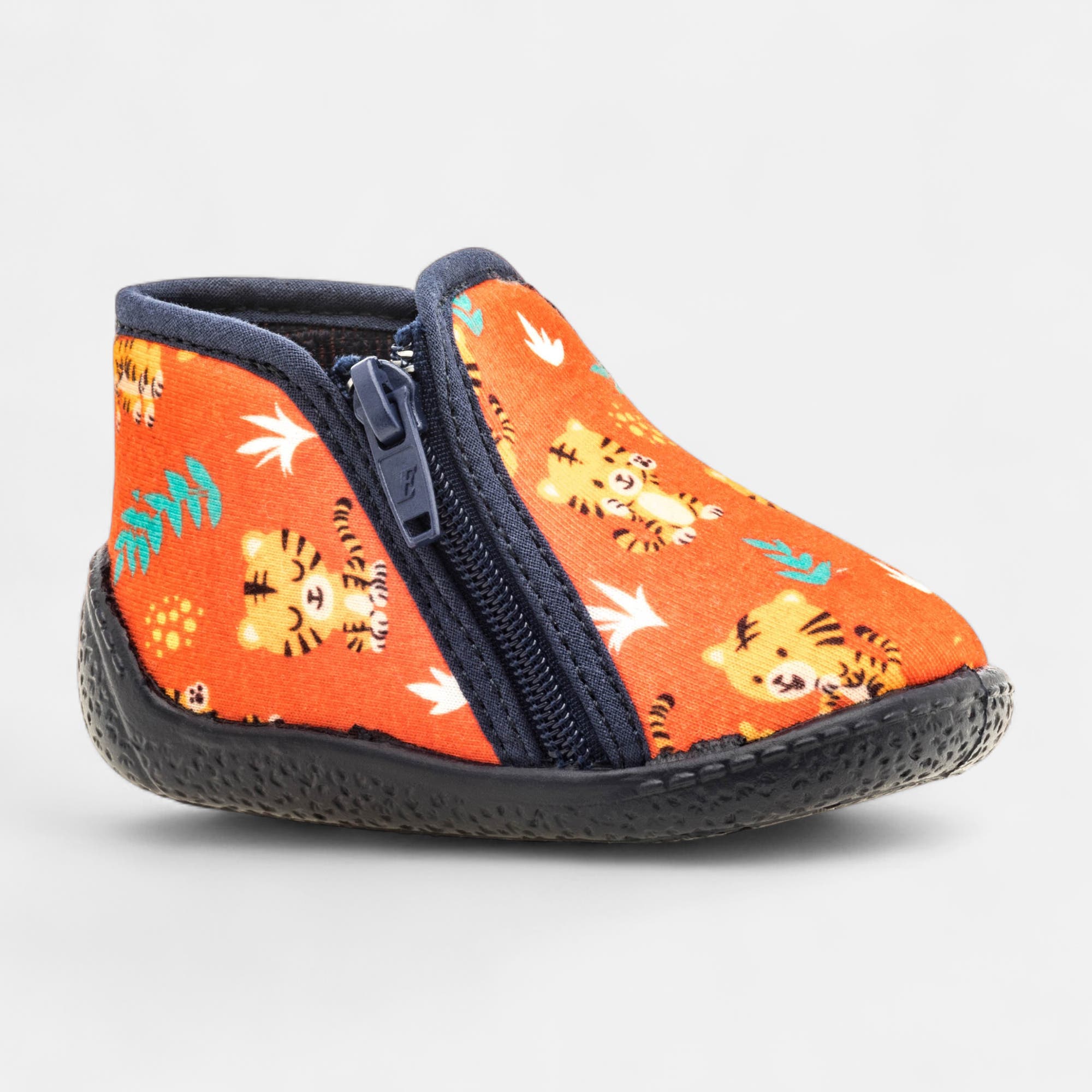 Pantoufles botillons zippés Bébé garçon orange