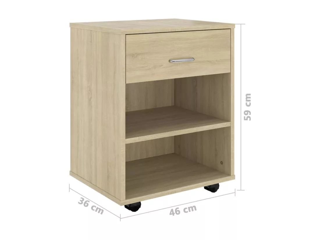 Armoire à roulettes Chêne sonoma 46x36x59 cm Bois d’ingénierie
