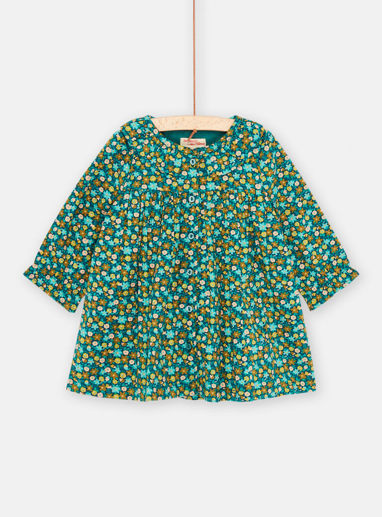 Robe bleu pétrole à imprimé fleuri pour bébé fille