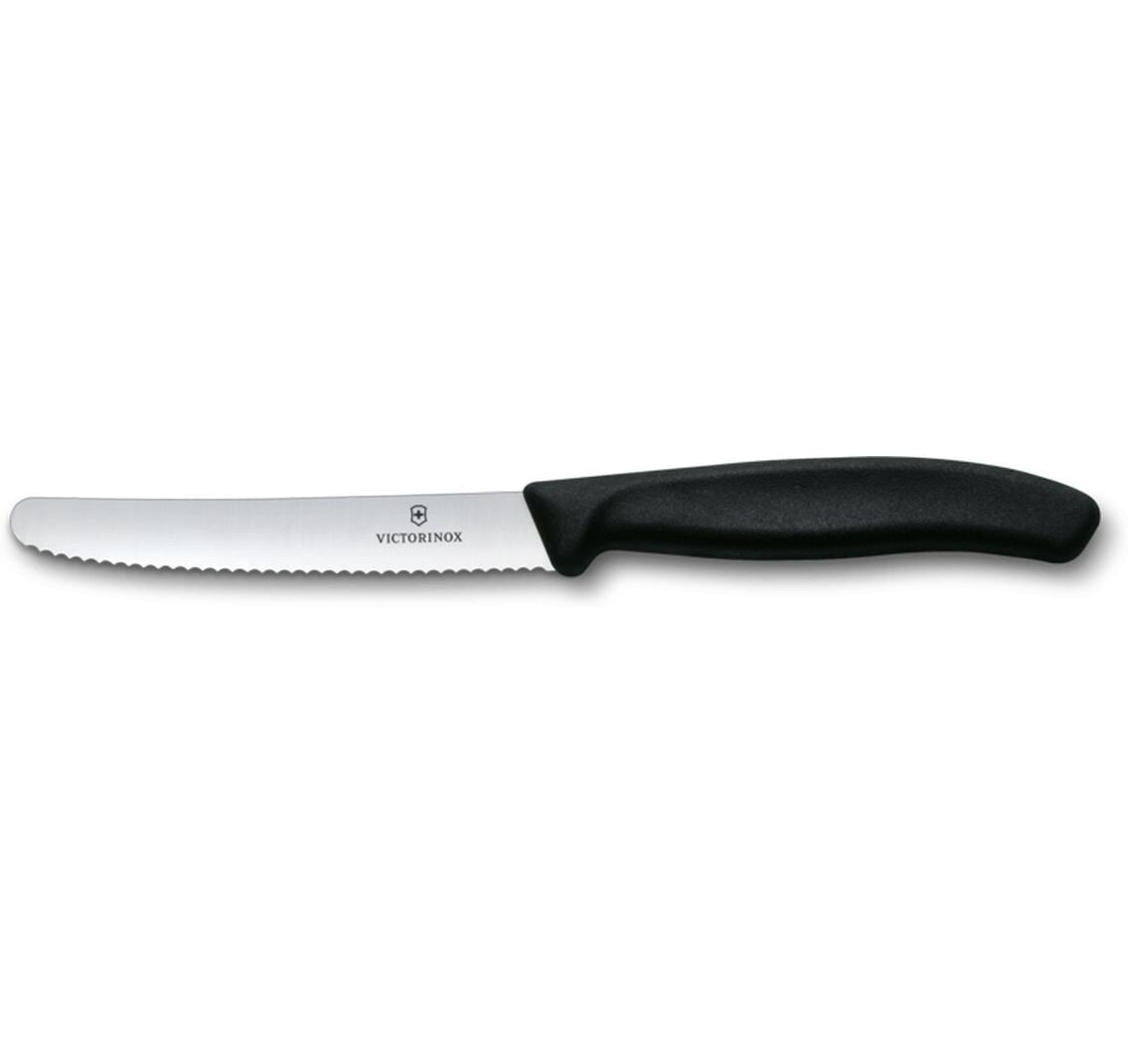 Tomatenmesser Swiss Classic Schwarz, 11 cmGemüsemesser mit extra scharfem Wellenschliff