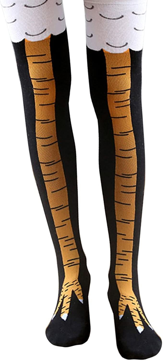 (1 Paar) Lustige Tierfüsse Socken Over Knee Strümpfe (One Size) - Chicken