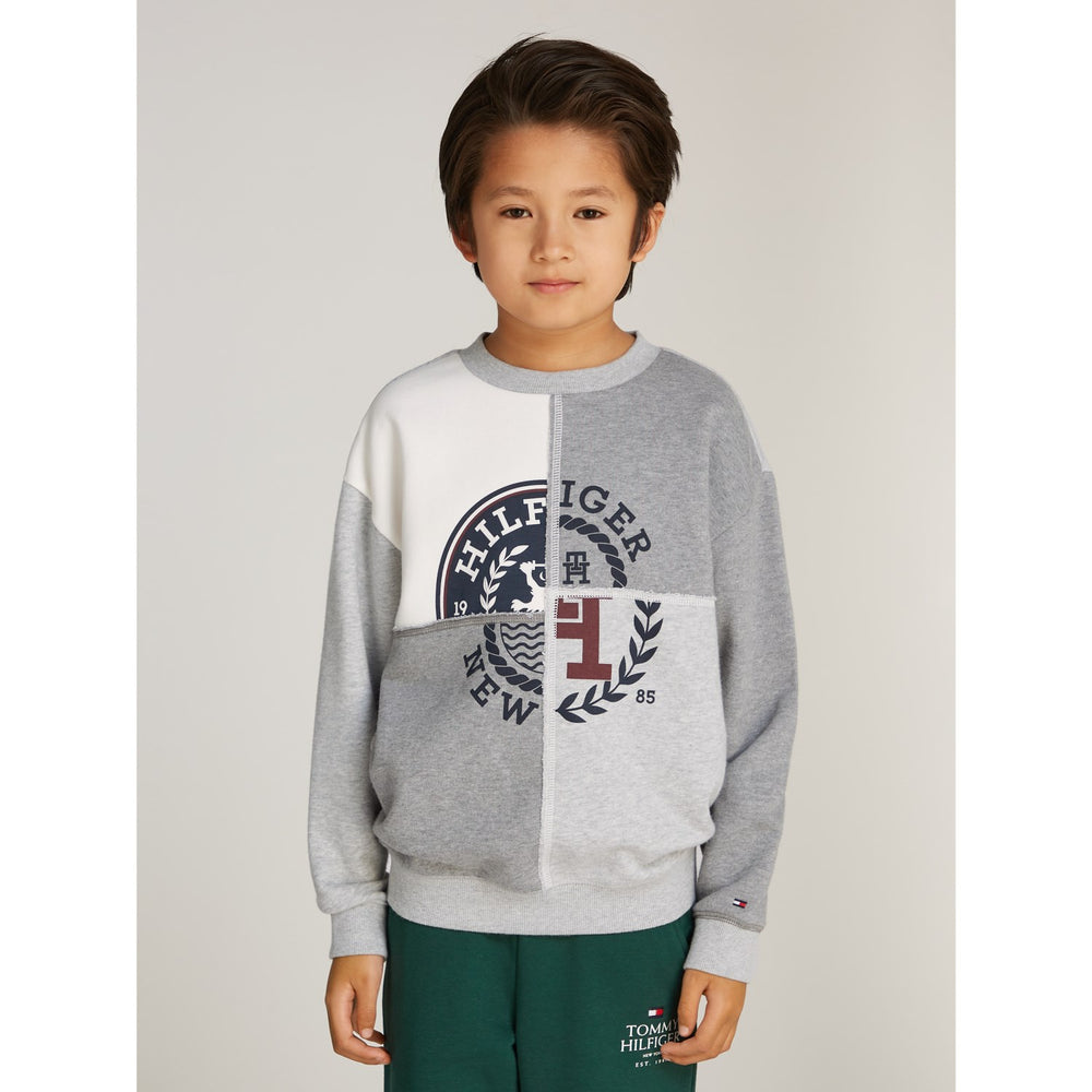 Køb Tommy Hilfiger Grey Heather Mix Monotype Spliced Printed Cn Sweatshirt