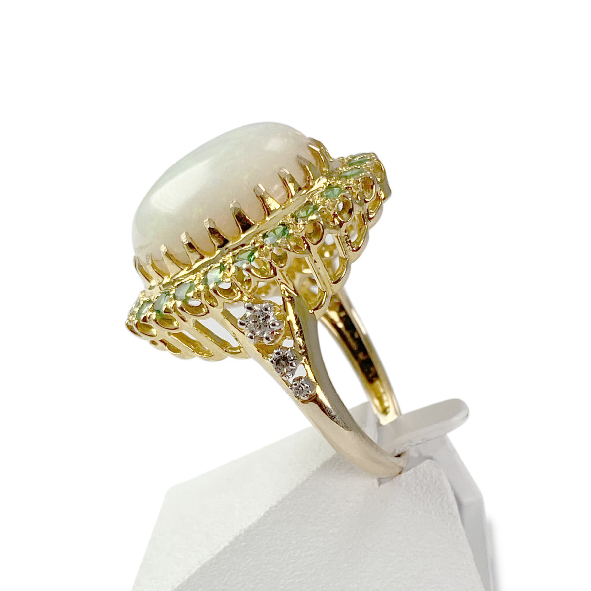 Bague d'occasion or 750 jaune opale tsavorites diamants