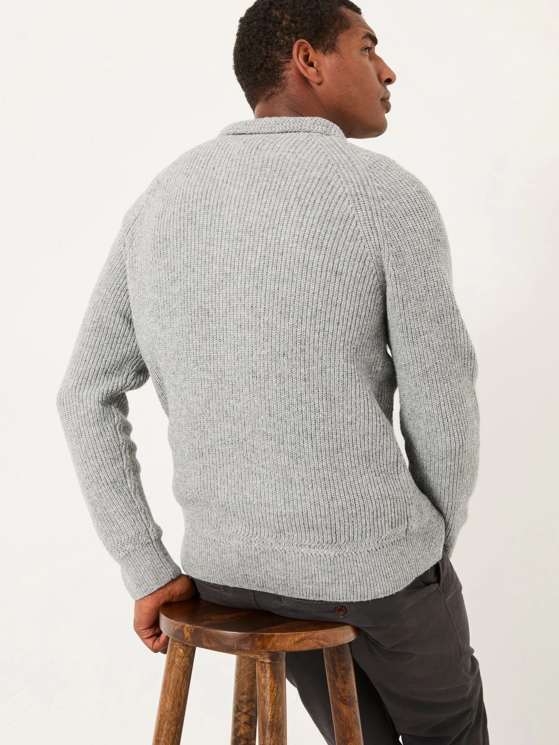 Grijs - FatFace Half Zip Neck Knitted Jumper