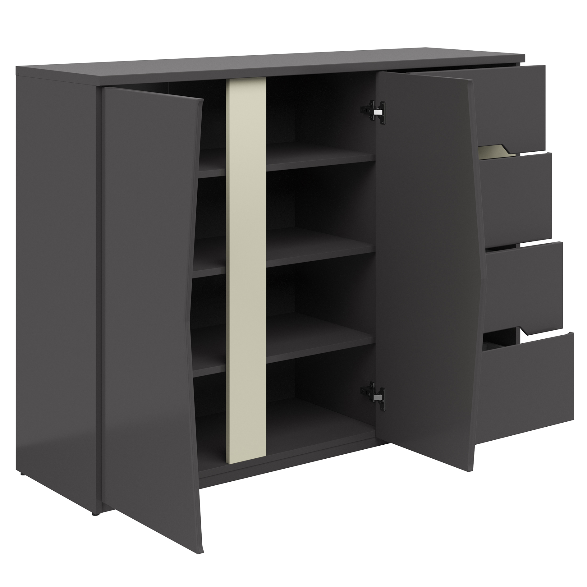 Kommode - kieselgrau-graphit - 124 cm