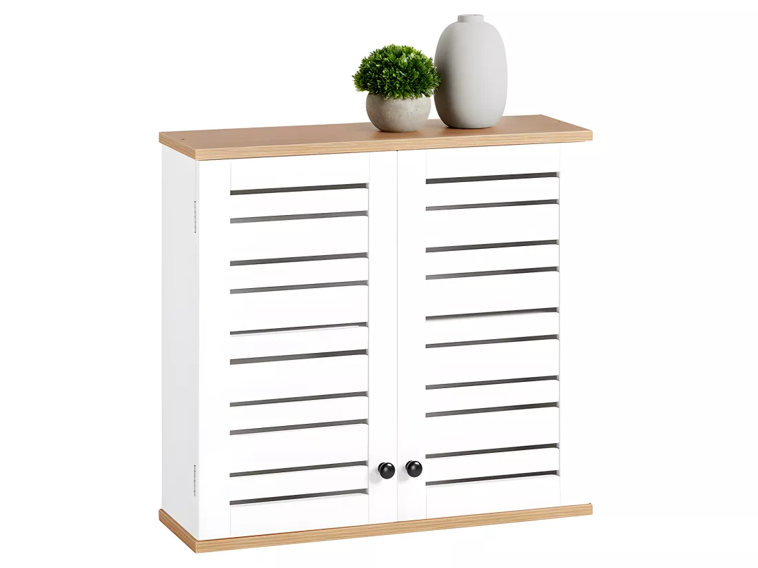 Meuble Haut De Salle De Bain Avec 2 Portes Meuble De Rangement Mural Armoire Suspendue, BZr42-w
