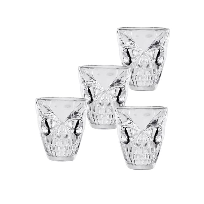 4 Schnapsgläser - Totenkopf - Kunsstoff - ca. 50 ml