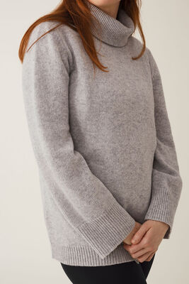 Boob Strikket Ull Tunika Turtleneck, Lysegrå melange