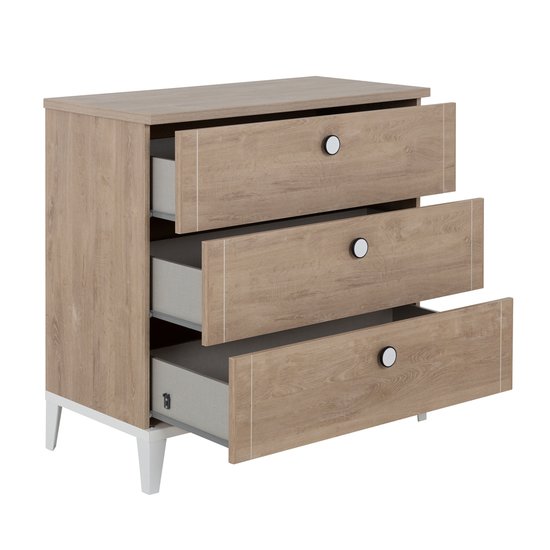 Marcel commode 3 tiroirs    Chêne blond/Blanc        de               Galipette