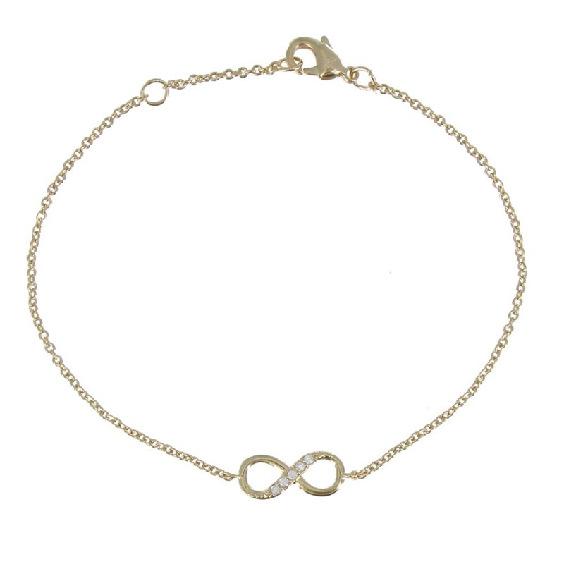 Bracelet Plaqué Or Infini et Strass - Petit Modèle