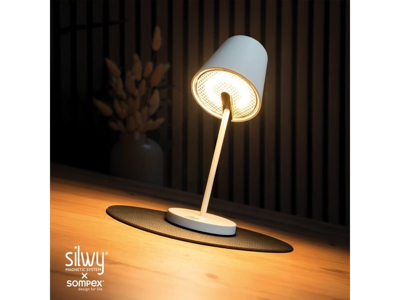 Silwy Magnet-Leuchte Portofino White inkl. Platzset und Pad Schwenkbare Tisch- und Wandleuchte mit innovativer Magnetlösung