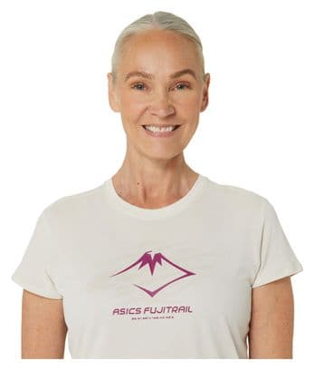 Maillot manches courtes Femme Asics Fujitrail Logo Beige Rose