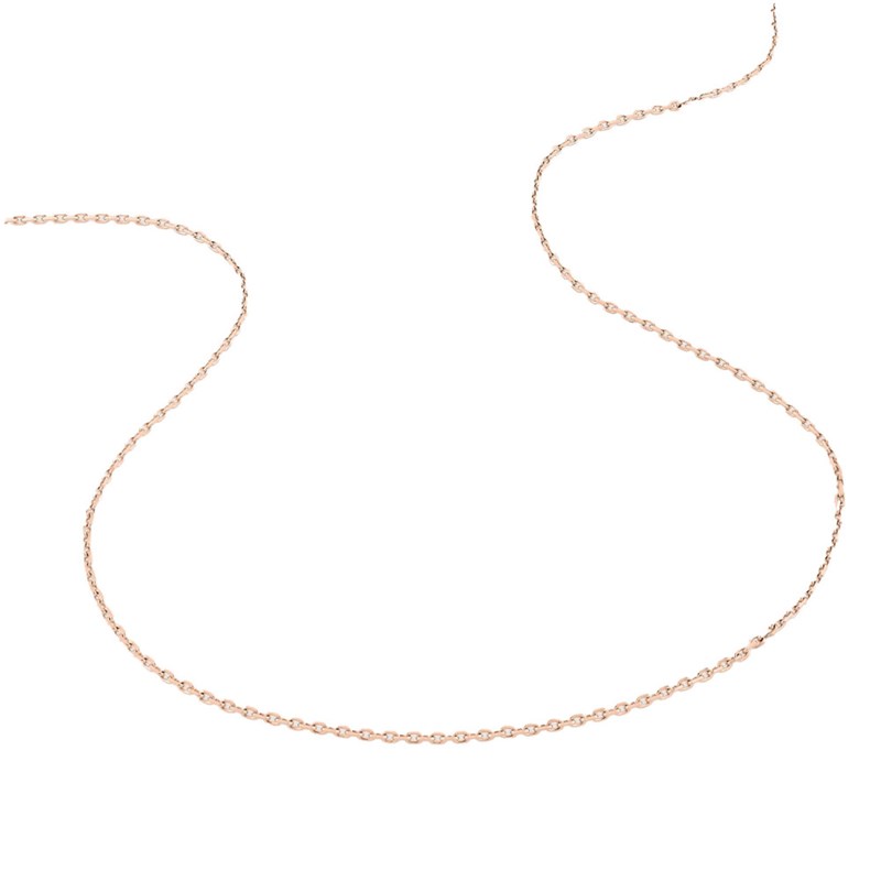 Chaîne femme 40 cm - Maille Forçat diamanté - Or rose 18 Carats - Largeur 1.15 mm