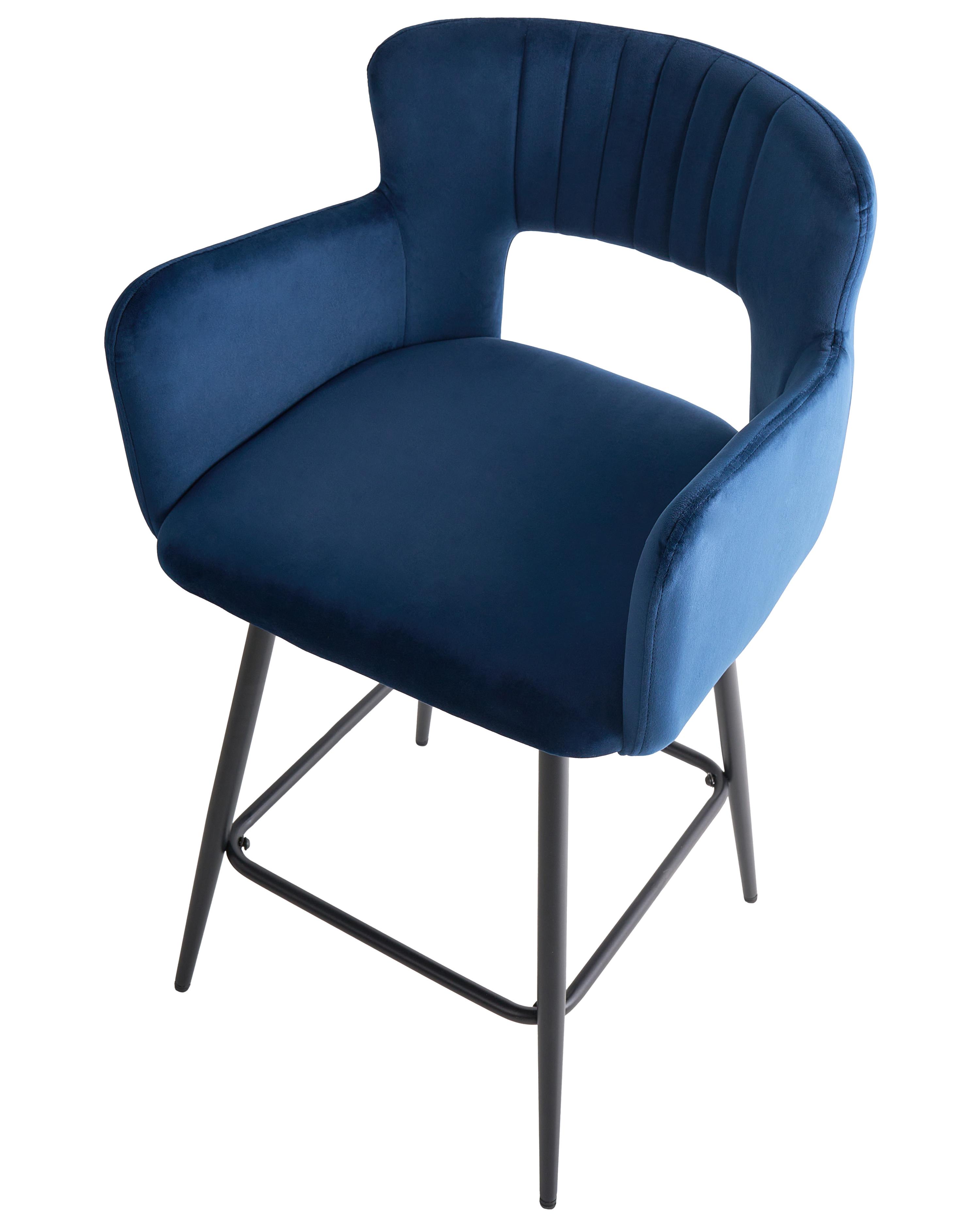 Set van 2 barstoelen SANILAC Fluweel Marineblauw