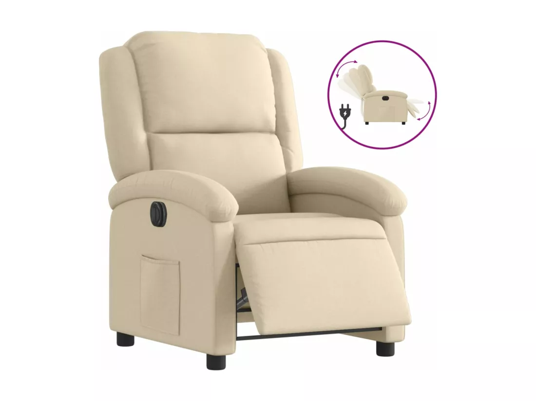 Fauteuil inclinable électrique Crème Tissu