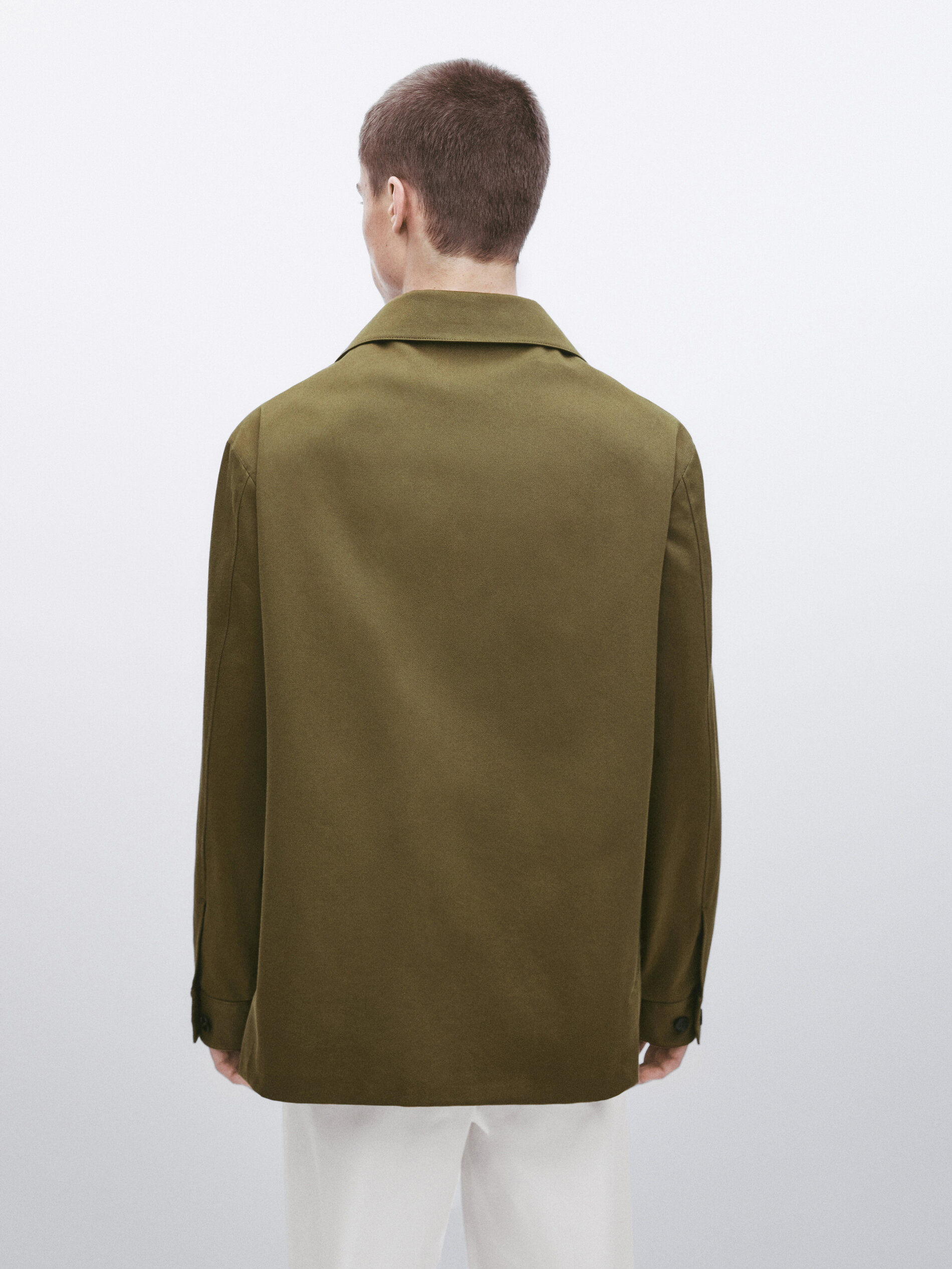 Sobretudo de sarja de algodão - Studio - Verde Oliva