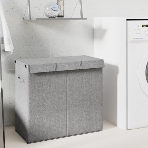 vidaXL Sammenleggbar vaskekurv grå 64,5x34,5x59 cm imitert linstoff