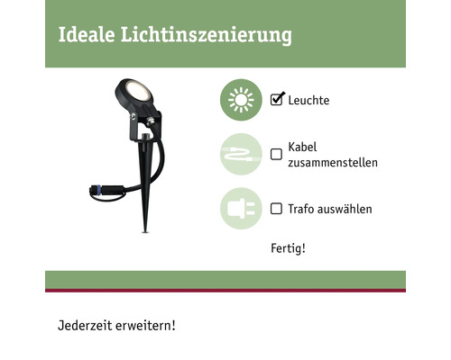 Paulmann Plug & Shine LED enkele spot IP67 6W 270 lm 3000 K Sting antraciet 230/24 V