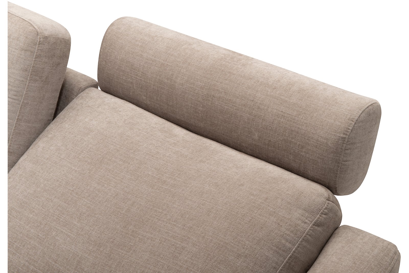Lona hjørnesofa 2- og 3-seter hjørnesofa i tekstil City 9970 beige. Arm 1 og sorte ben 2M9K2. Med motorisert fotstøtte på ytterste høyre sete.