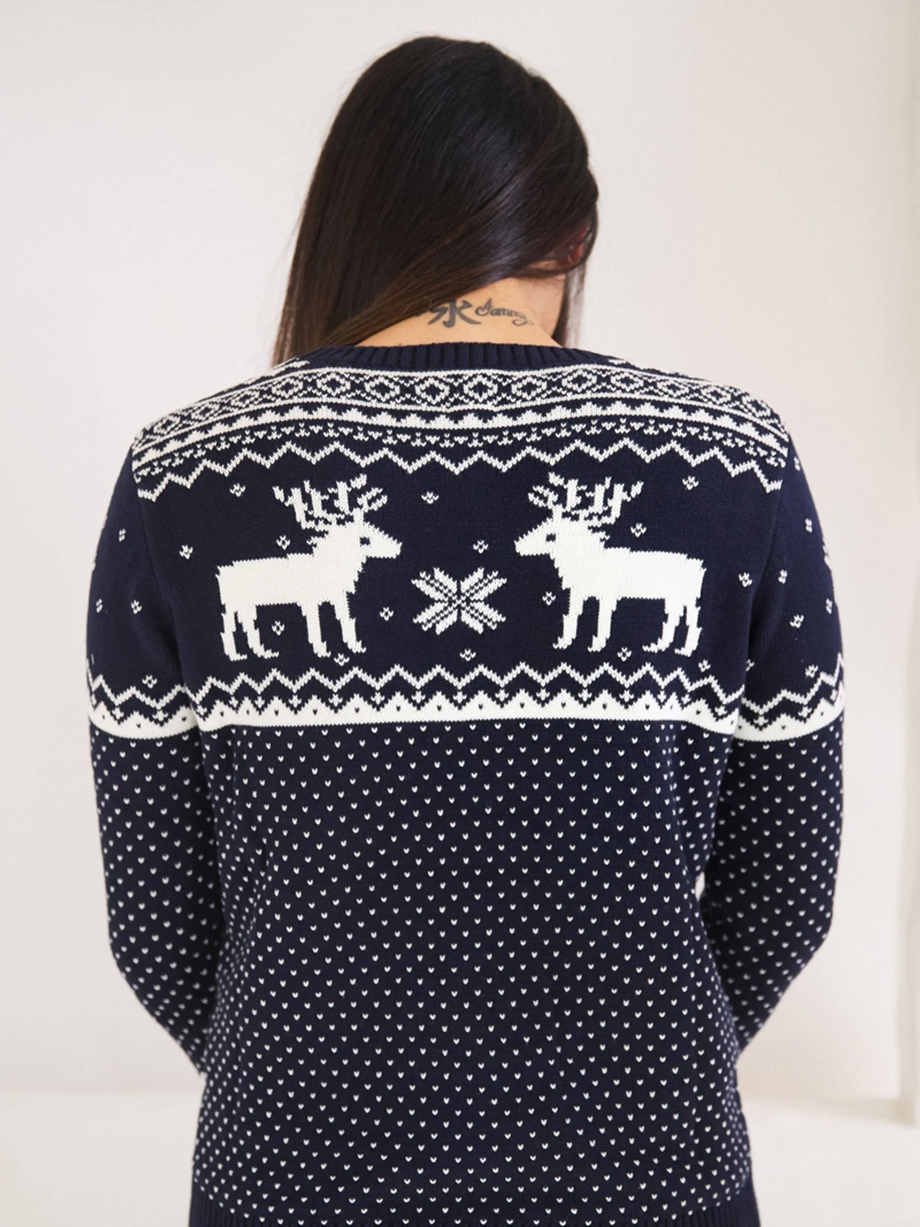 Marineblauw - The Little Tailor kersttrui met rendierfairislepatroon
