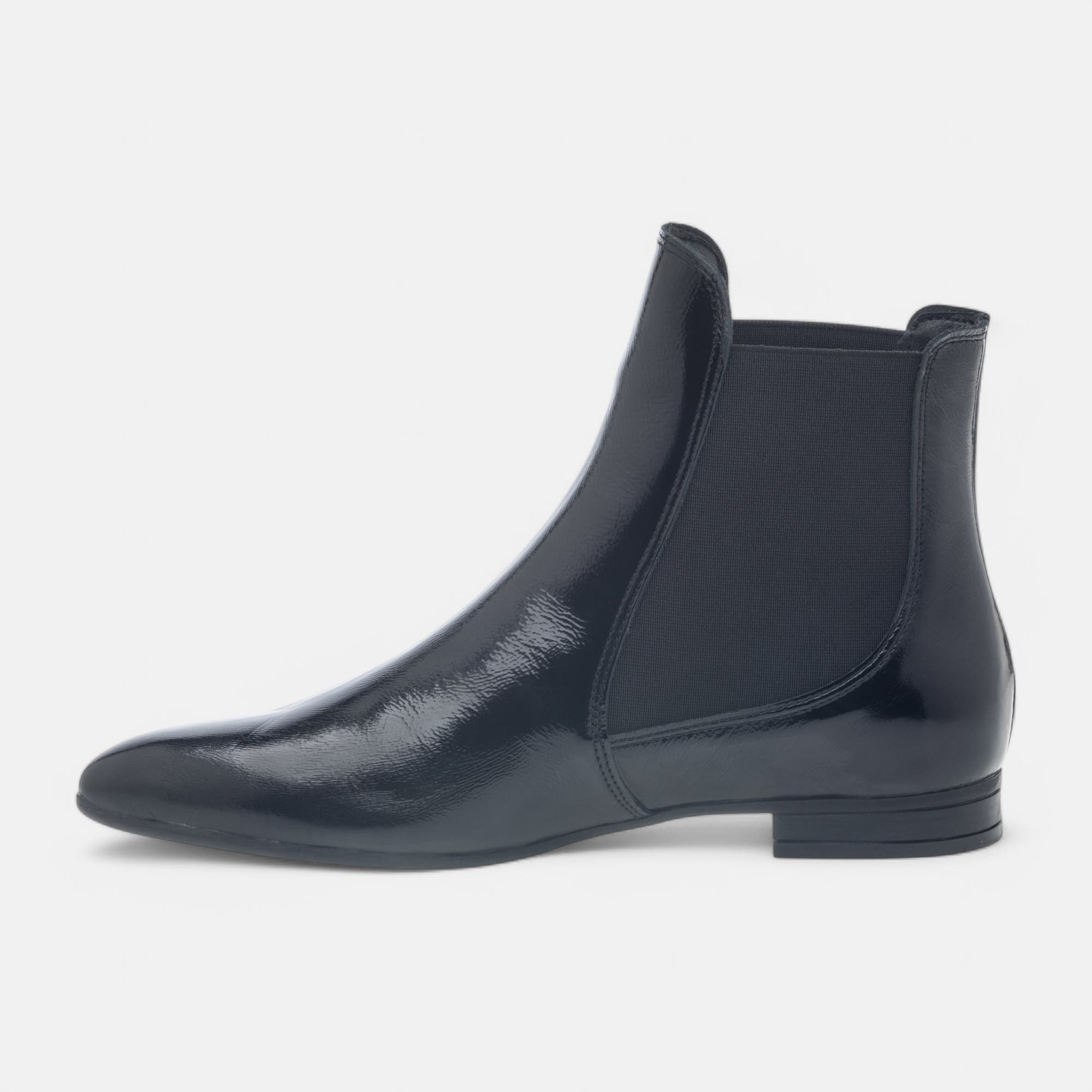 Boots chelsea Femme en cuir noir vernis
