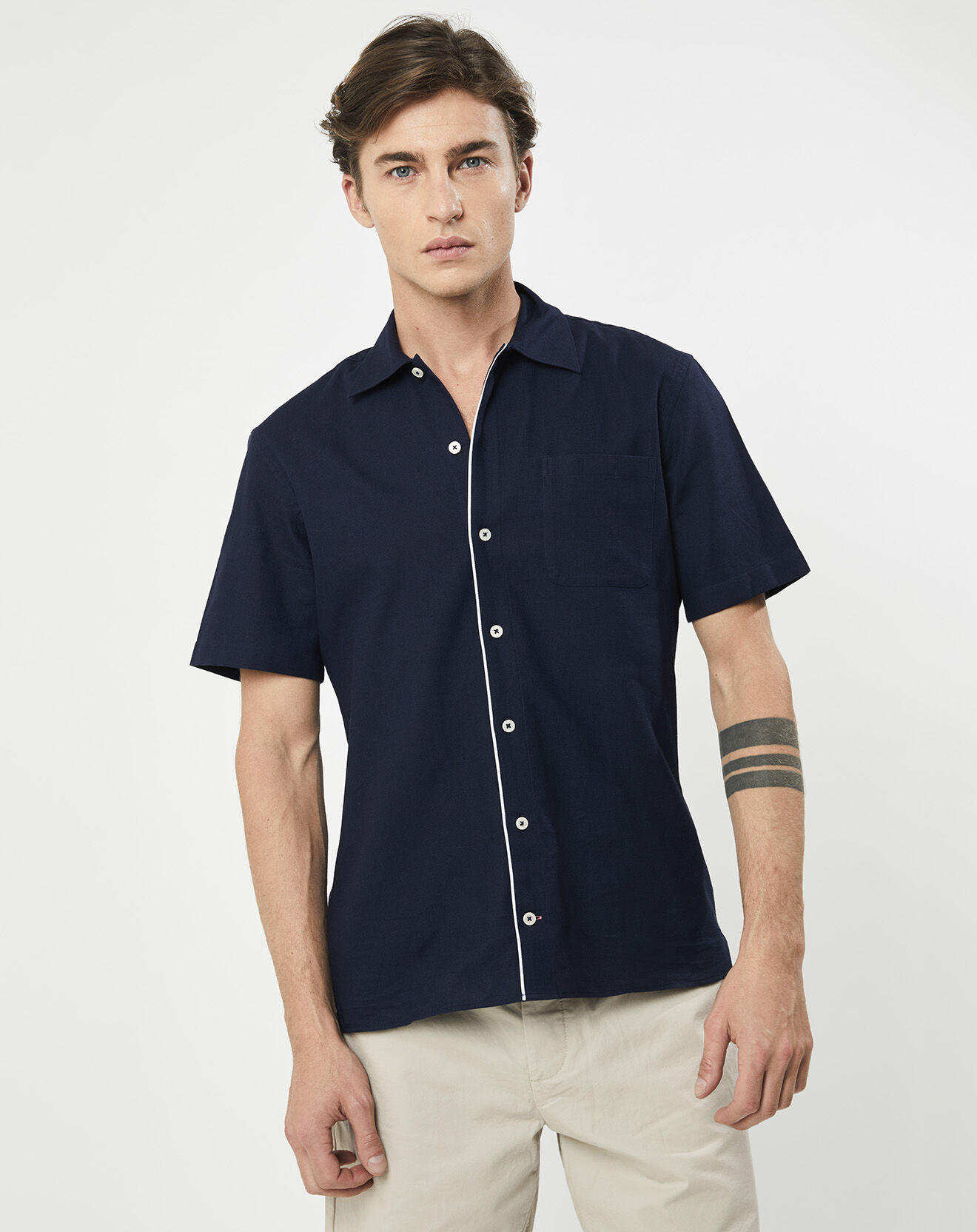 Hackett London Chemise texturée Slim Fit rib gorg bleu marine
