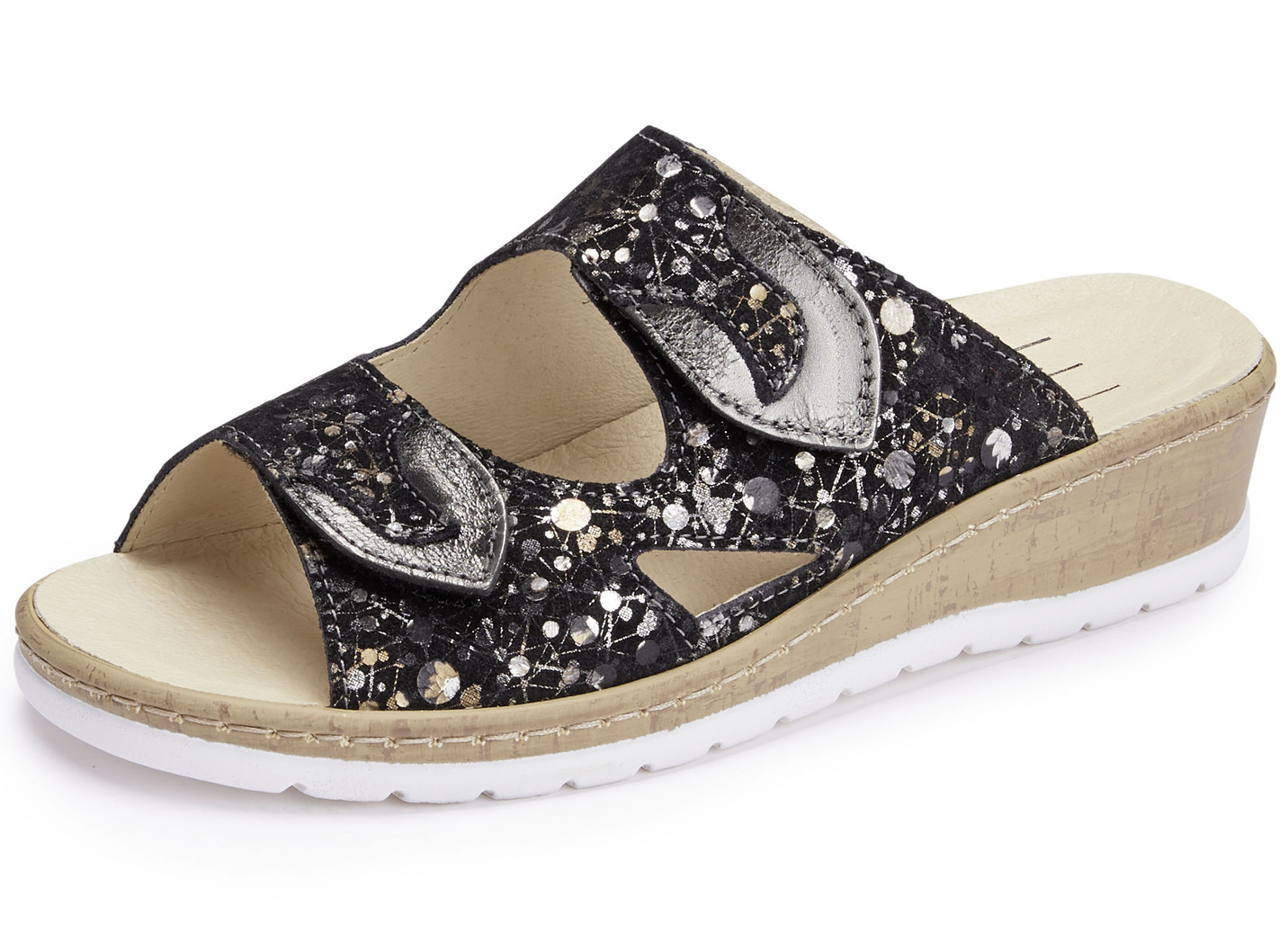 ELENA EDEN Pantolette aus floral bedrucktem Nappaleder