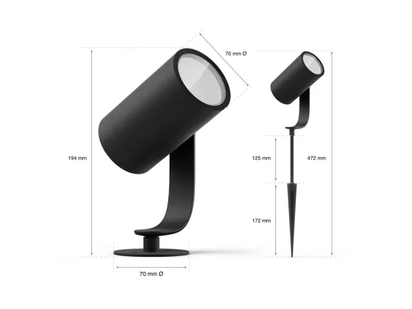 Philips Hue White and Color Ambiance Lily - Spotlys - LED - 8 W - 16 millioner farver - 2200-6500 K - sort, krom-matteret (pakke med 3)