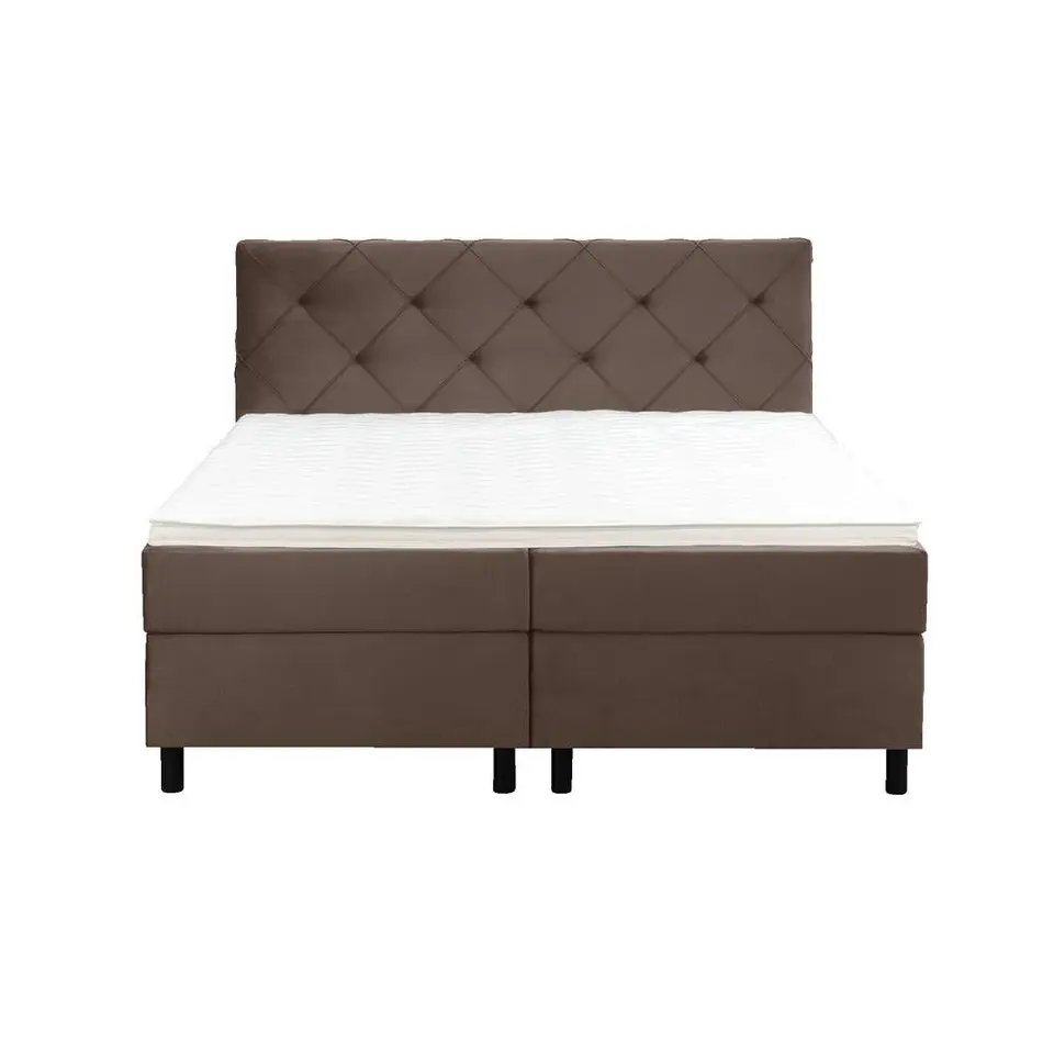 Boxspring Liv geruit - bruin - 180x200 cm - ronde poot